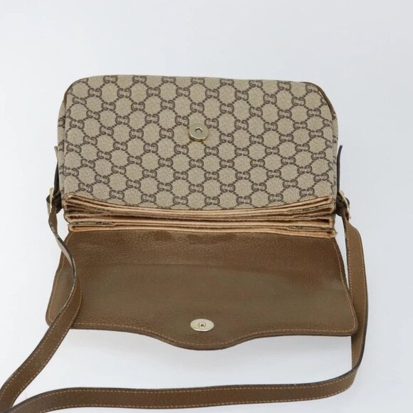 GUCCI GG PLUS Canvas Shoulder Bag PVC Leather Beige - Picture 13 of 16